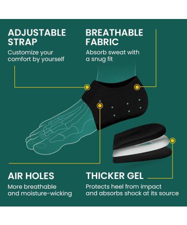 Welnove Plantar Fasciitis Heel Cups for Men and Women - Pain Relief Inserts for Achilles Tendonitis and Cracked Heel Support - Large Size UK 8-13 - Black - Buy Online on GoSupps.com