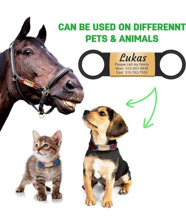 Custom Stainless Steel Slide-On Pet ID Tag - Personalized Engraved Dog Tag for Small Dogs (Black) - Buy Online on GoSupps.com