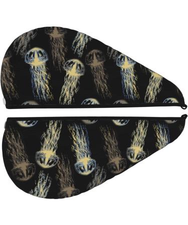 Hair Towel Wrap | Quick-Dry Towel Turban with Button - Jellyfish Design - Buy Online on GoSupps.com