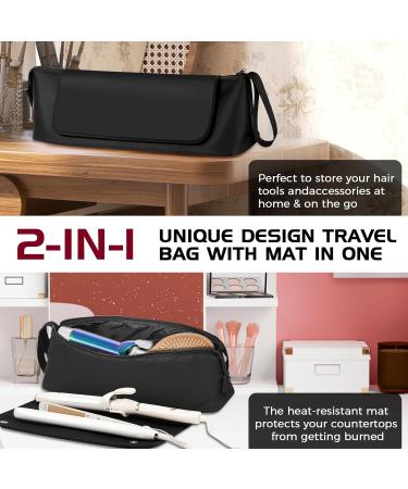 Hair Tools Travel Bag with Heat Resistant Mat - 2-in-1 Organizer for Flat Irons & Curling Irons | Essential Travel Accessories - Buy Online on GoSupps.com