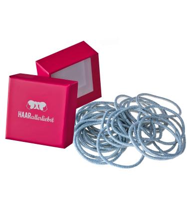 HAARallerliebst thick hair ties (30 pieces | silver | 2mm thick) including box for storage (box colour: pink)