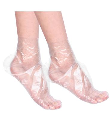 Quacc Lot de 100 couvre-pieds jetables en plastique doublure de bain en paraffine pour pieds chaussettes transparentes pour p dicure spa chaussures d'essai