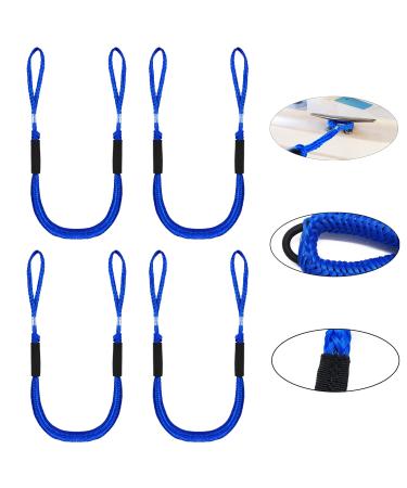 Pack of 4 Bungee Dock Lines for Boat Shock Absorb Dock Tie Mooring Rope Boat Accessories 4-5.5 ft blue