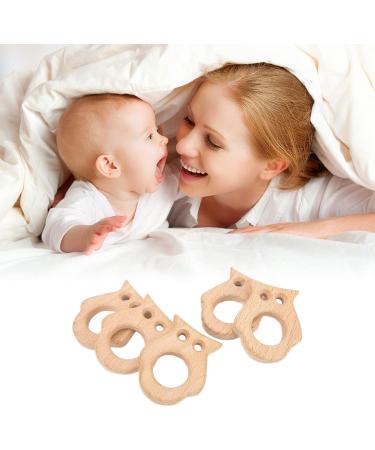 5Pcs Baby Teethers Owl Wooden Chewing Ring | Non-Toxic Robust DIY Jewelry Accessories & Baby Bite Stick - Buy Online on GoSupps.com