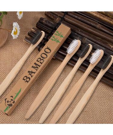 Eco-Friendly Bamboo Toothbrush Set | 5 Degradable Charcoal Brushes - BPA-Free & Environmentally Safe - Buy Online on GoSupps.com