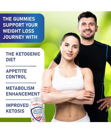 Organic Keto ACV Gummies - Advanced Weight Loss Supplement | Gluten & Sugar Free | Rapid Belly Fat Burner | 1200MG Apple Cider Vinegar for Men & Women - Buy Online on GoSupps.com