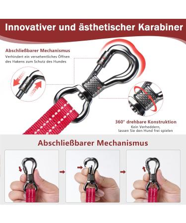 X Xben 15m Dog Tow Line - Robust Leash with Reflective Training Features Lockable Carabiner for Medium & Large Dogs - Comfort Hand Loop 2cm Wide Red - Buy Online on GoSupps.com
