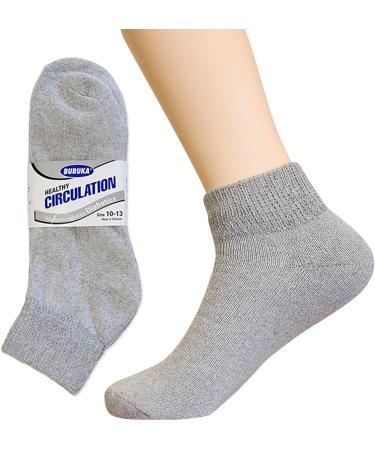 3 Pair Diabetic Ankle Quarter Crew Socks Grey Cotton Men Women 10-13 - Circulatory Support - Buy Online on GoSupps.com