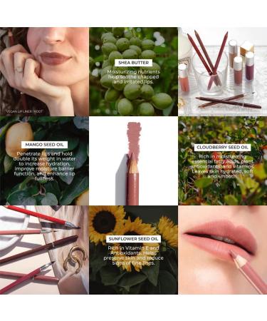 FITGLOW Beauty Natural Vegan Lip Liner Pencil with Blending Brush | Clean Beauty for Women - International Shipping - Buy Online on GoSupps.com