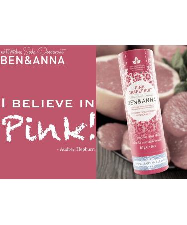 Ben&Anna Natural Soda Deodorant - 100% Aluminium Free Deodorant Cruelty Free Vegan NATRUE-certified with Organic Shea Butter and Bicarbonate Of Soda Made in Germany - Pink Grapefruit - 60g - Buy Online on GoSupps.com