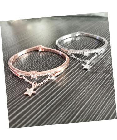 Fomiyes 3-Stone Women's Bracelet - Sun and Moon Cuff Retro Gem and Rhinestone Silver Chain Jewelry - Buy Online on GoSupps.com