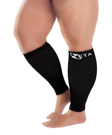 Zeta Wear compression stockings thick calves calves shell calming comfortable gradient support prevents swelling pain edema DVT large cuffs (4xl black)