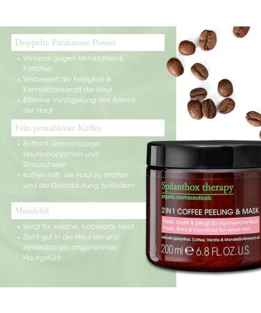 Spilanthox Therapy 2-in-1 Coffee Peeling & Mask - Anti-Aging Vegan Face Mask with Spilanthol Almond Oil & Caffeine - 200ml for Tight Radiant Skin - Buy Online on GoSupps.com