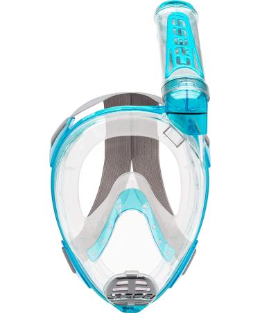 Cressi Adult Snorkeling Full Face Mask | Wide Clear View, Anti-Fog System | Duke Dry, Medium-Large Clear/Translucent Aquamarine - Buy Online on GoSupps.com