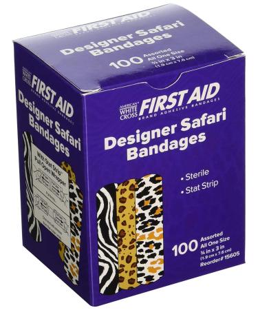 Safari Bandages  3/4x3  100 Stat-Strips  Great for Kids & Adults Too