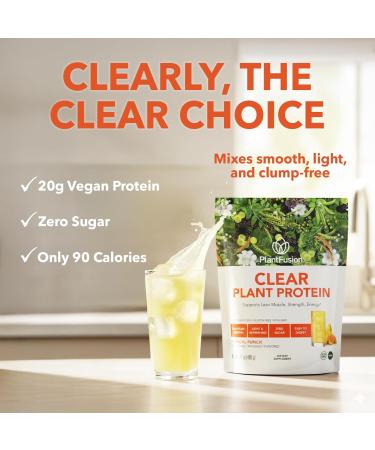 PlantFusion Clear Protein Powder with Pea Protein Peptides - 20g Fast-Absorbing in Water 90 Calories Zero Sugar Premium Alternative to Clear Whey - 16 oz - Buy Online on GoSupps.com