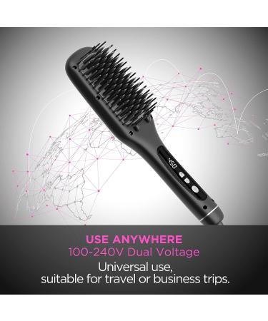 Askera Negative Ion Ceramic Hair Straightening Brush - 14 Temp Settings, Anti-Scald & Temperature Lock, Auto-Off Function - Hot Comb (Black Gold) - Buy Online on GoSupps.com