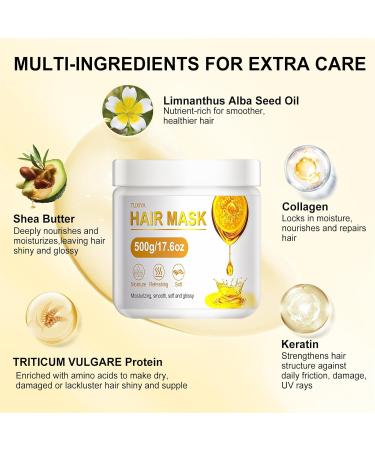 17.6oz Deep Conditioning Hair Mask with Collagen Keratin & Shea Butter - 3-Minute Repair for All Hair Types - Restore Shine & Softness - Buy Online on GoSupps.com
