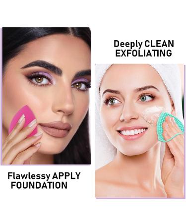 2Pcs Makeup Sponges Foundation Blending Beauty Sponge with Face Scrubber  Dry & Wet Use for Powder Cream or Liquid Application  Multicolor Makeup Blender Set 2 Pcs-A - Buy Online on GoSupps.com