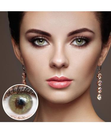 Glamlens Jasmine Light Green Contact Lenses | Natural Green Monthly Lenses | Silicone Hydrogel | -3.00 Strength | 14.00 mm Dia | 1 Pair - Buy Online on GoSupps.com
