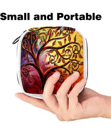 Abstract Art Tree & Leaf Color Sanitary Napkin Storage Bag - Period Pad Tampon Makeup Pouch - Buy Online on GoSupps.com