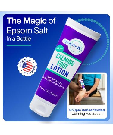 Epsom-It Calming Foot Lotion - Soothing Magnesium Cream for Sore Feet Ankles & Cracked Heels | 3.5oz Topical Epsom Salt Relief - Buy Online on GoSupps.com
