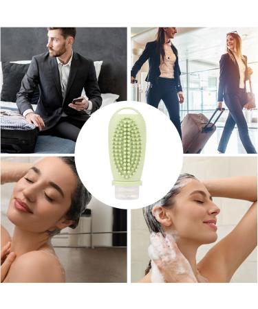 Leakage-Proof Travel Shampoo Bottle - Silicone Toiletry with Massage Brush | Portable Travel Storage - Light Green - Buy Online on GoSupps.com