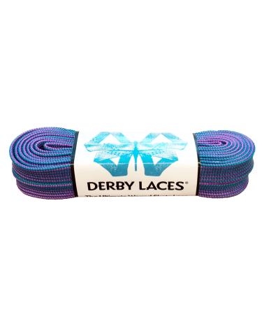Derby Laces Striped - Flat, 10mm Wide, for Boots, Skates, Roller Derby, and Hockey Skates Purple and Teal 108 Inch / 274 cm