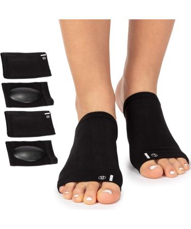 Arch Support Brace for Flat Feet with Gel Pad Inside - 2 Pairs - Plantar Fasciitis Support Brace - Compression Arch Sleeves for Women, Men - Foot Pain Relief for Planter Fasciitis, Arch Pain (Black)