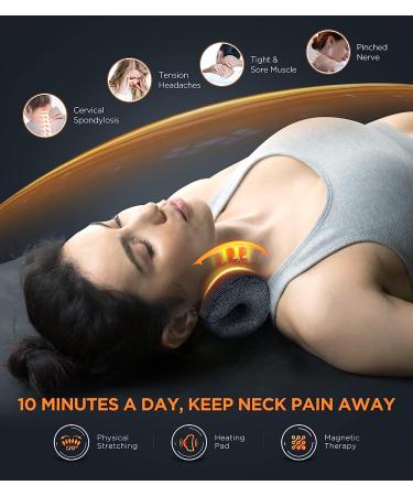 Famedio 3s Heated Neck Stretcher with Magnetic Therapy & Graphene Heating Pad - Pain Relief & Relaxation Device for TMJ, Migraine, Spine Alignment - No Smell, Black - Buy Online on GoSupps.com