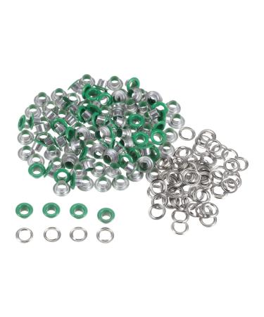 HARFINGTON 100set Grommets Kit Metal Eyelets 4.5mm 3/16" Hole Tiny Grommet for Shoes Clothes Belt Bag DIY Project, Green 4.5mm Green