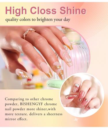 Ledsuuei Chrome Nail Powder - Upgrade Mirror Effect | Rose Gold Metallic Pigment for DIY Nail Art | Aurora Ice Shimmer Chrome Powder - Buy Online on GoSupps.com