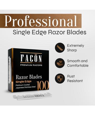100 Facn Platinum Japanese Stainless Steel Single Edge Razor Blades - Professional Barber Straight Razor - Long-lasting Sharpness - Pack of 100 Blades - Buy Online on GoSupps.com