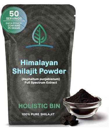 Raw Shilajit Powder by Holistic Bin | Himalayan Wildcrafted, Full Spectrum Extract | 100% Pure Organic Shilajit - No Fillers | Rich in Fulvic Acid and Trace Minerals (25 Servings) - Buy Online on GoSupps.com