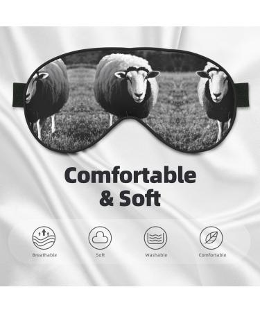 Cute Sheep Lamb Print Sleep Mask | Unisex Double-Sided Eye Mask for Sound Sleep & Skin Care - Black - Buy Online on GoSupps.com