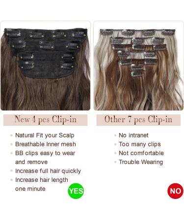 4PCS Thick Full Head Ash Brown Highlights 20 Inch Clip in Hair Extensions - Curly Wavy Synthetic Hairpieces - Buy Online on GoSupps.com
