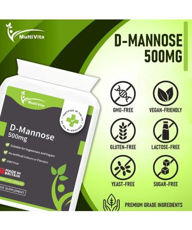 D-Mannose 500mg 90 Vegan Capsules | Pure & Natural Formula | Easy to Swallow & Premium Quality | UK Made to GMP Standards - Buy Online on GoSupps.com