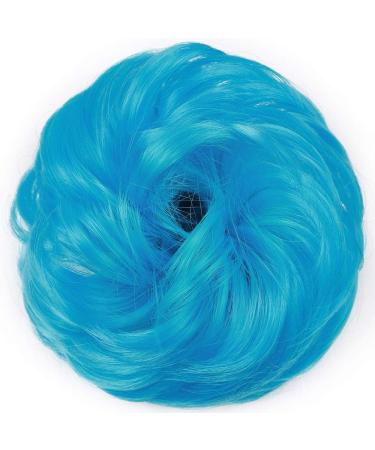 Thick Hair Donut Scrunchie Updo Hair Bun in Blue - Wavy Curly Messy Hairpiece Chignons Ponytail Extension - Buy Online on GoSupps.com