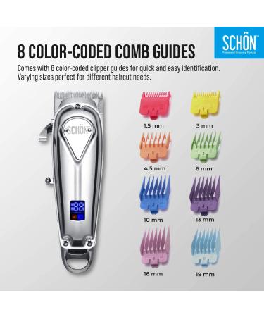 SCHON Cordless Rechargeable Hair Clippers and Trimmer - Precision Blades Hair Cutting Kit with 8 Guide Combs - Buy Online on GoSupps.com