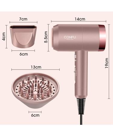 Confu 1800W Light Hair Dryer with Styling Nozzle & Diffuser - 3 Heat & Speed Settings - Rose Gold | International Shipping - Buy Online on GoSupps.com