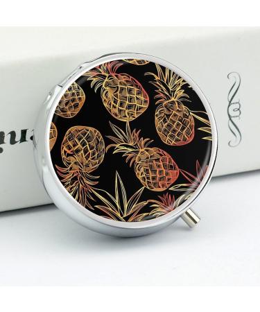 Portable Pineapple Pattern Pill Box - 3 Compartment Travel Organizer for Purse & Pocket - Buy Online on GoSupps.com