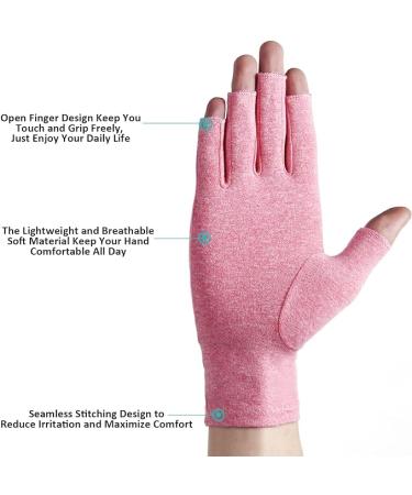 2 Pairs Arthritis Compression Gloves for Relieve Rheumatoid Arthritis  Osteoarthritis  Carpal Tunnel  Joint Pain  Open Fingerless Gloves  Fit for Women and Men to Daily Work (Pink  Medium) - Buy Online on GoSupps.com