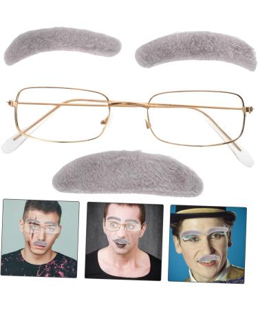 Buy Frcolor 1 Set of False Facial Hair - Mustache Eyebrows & Beard for Halloween Costumes - Realistic Gray Old Man Glasses - Perfect for International Shipping - Buy Online on GoSupps.com