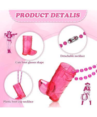 Sieral 24 Pcs Boot Shot Glasses on Beaded Necklace Plastic Cowgirl Shot Glass Cups Necklace Team Bride and Groom Supplies for Bachelorette Carnival Party Birthday Wedding Supplies (Transparent Rose) Transparent Rose 24 - Buy Online on GoSupps.com
