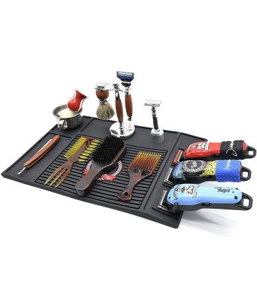 Barber Tools Organizer Mat, Clippers Mat, Flexible and Anti-slip Magnetic Barber Mat, Magnet Strip Station Pad for Hairstylist(BLACK)