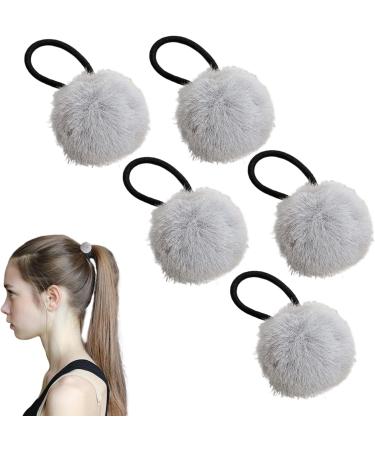 Yabauuop Hair Rope for Girls - Chic Furry Ball Hair Ties - Fashionable Hair Ties for Women And Girls Versatile Ponytail Holders for Dating Parties grey - Buy Online on GoSupps.com
