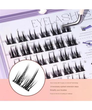 Fish Tails Glueless Press-On Eyelashes DIY Eyelash Extensions Fish Tail Eyelashes Natural Fluffy Self Adhesive Eyelashes With Lash Tweezers 05 - Buy Online on GoSupps.com