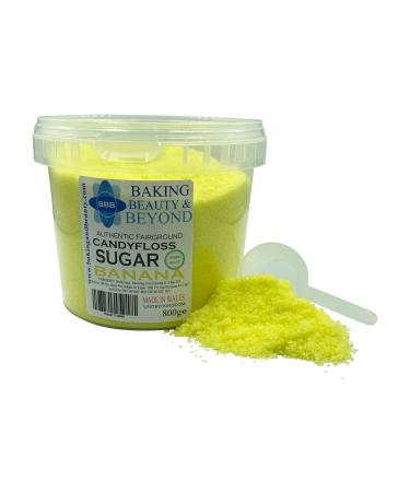 Baking Beauty and Beyond Premium Floss Sugar for Cotton Candy - Cotton Candy Flossing Sugar with Natural Ingredients Perfect for Every Occasion Bulk Floss Sugar 800g - Banana Flavour