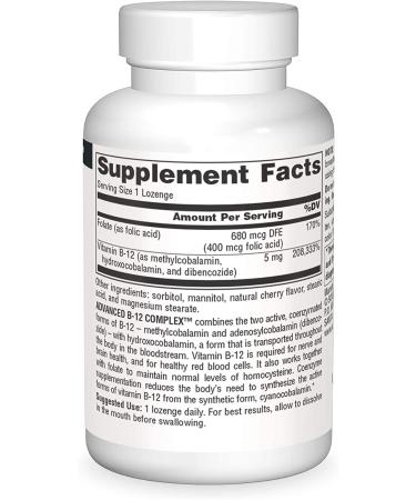 Source Naturals Advanced B-12 Complex 5 mg â€“ 60 Lozenges for Energy & Wellness - Buy Online on GoSupps.com