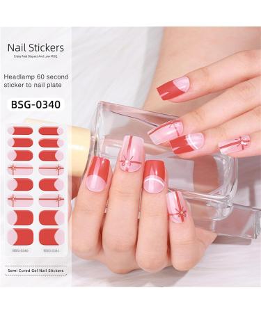 Semi Cured Gel Nail Strips Patches Sliders UV/LED Lamp Cured Adhesive Long Lasting Full Cover Gel Nail Stcikers Manicure Self Adhesive Nail Wraps Wedding Nail Stickers Party Nail Art Bsg0343 - Buy Online on GoSupps.com
